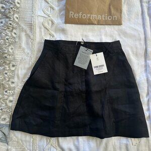 NWT Reformation Etta Linen Skirt Black - Size 6